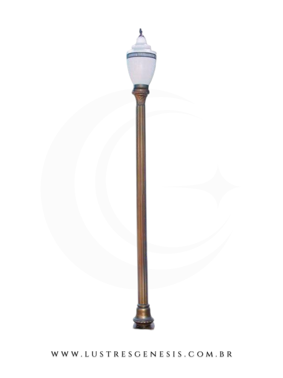 Poste de Jardim Colonial Clássico 4,15m com Globo Branco para Jardim Fachada Área Externa Garagem Piscina